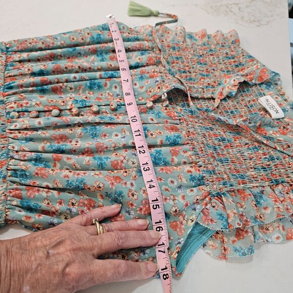 Allison NY Anthropologie Floral Smocked Hazel Cottagecore Maxi Green Dress Small - Picture 10 of 13